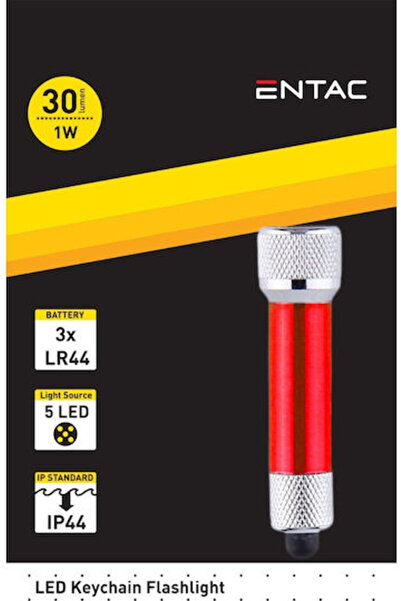 Entac Φακός Μπρελόκ LED IP44 με Μέγιστη Φωτεινότητα 30lm EFL-5LED-KC-R Κωδικό...
