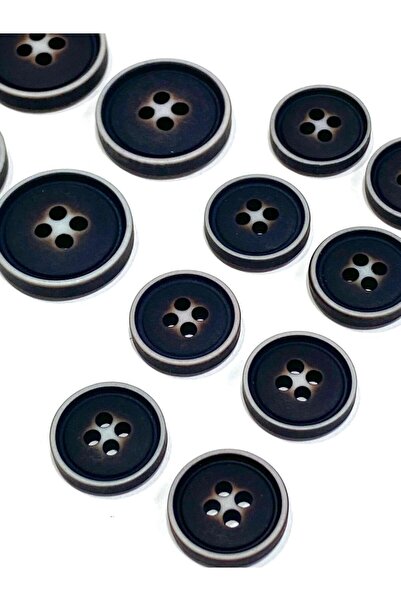 karantuhafiye Blazer Ceket Düğme Takımı | Mat 4 Delikli | 4 Büyük + 8 Küçük Set / M2606 / Kahverengi