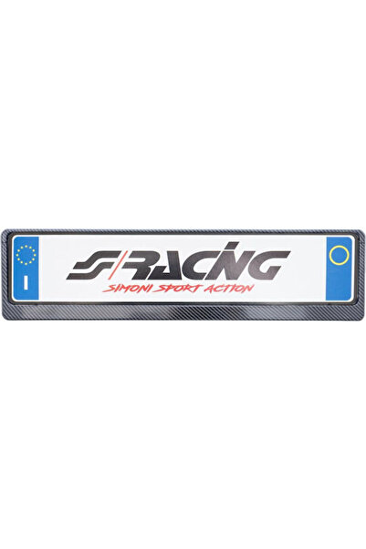 Simoni Racing Πλαστικό Πλαίσιο Πινακίδας Αυτοκινήτου 37 x 13 εκ. Μαύρο Carbon...