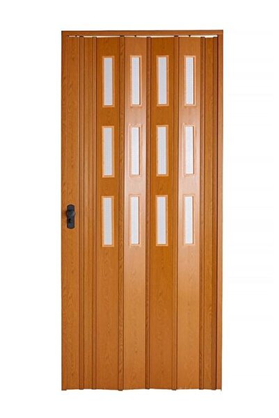 Sarpaş Dekor Sarpaş Akordiyon Kapı 67x214 Meşe Camlı Kalın Kapı Katlanır Akordeon Pvc Anahtar Kilitli