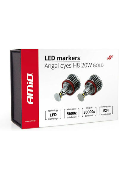 AMIO Λάμπες Αυτοκινήτου Χρυσές H8 LED 5600K Ψυχρό Λευκό 12V 20W 2 τεμάχια