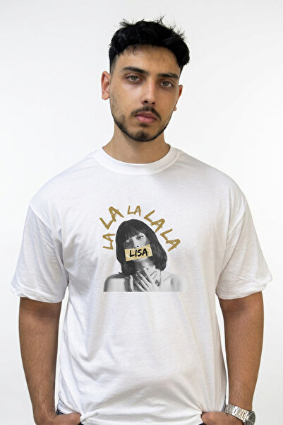 Anetos Lisa Design Printed Oversize White T-Shirt