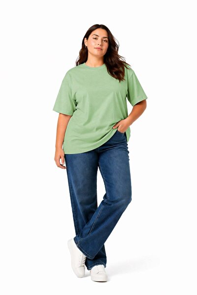 Espina Premium Women's Basic Oversize Large Size Short Sleeve T-Shirt