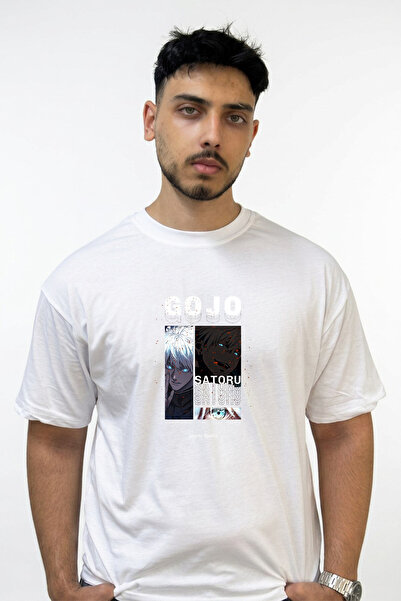 Anetos Gojo Satoru_35 Design Printed Oversize White T-Shirt