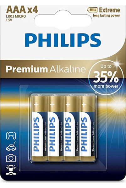 Philips Pachet de 4 Baterii Alcaline AAA Premium 1.5V Cod: LR03M4B/10