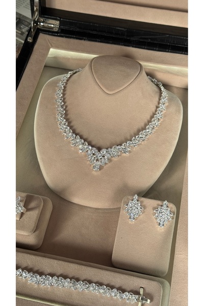 aviola jewelry Paris Zircon Stone Bridal Jewelry Set (Necklace, Earrings, Bra...