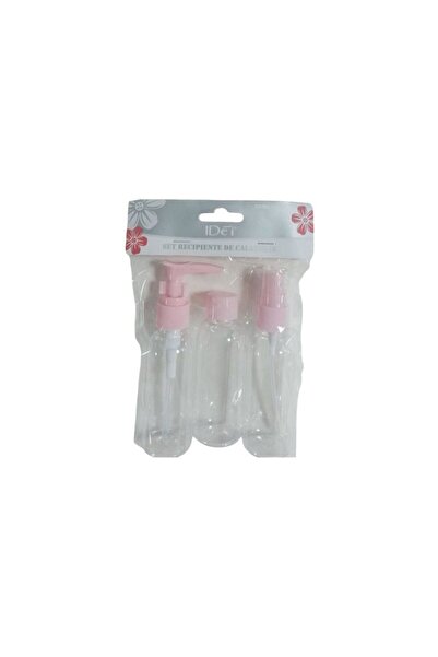 idei Set 3 Recipiente transparente 50ml roz pastel călătorie: dozator pompă +...
