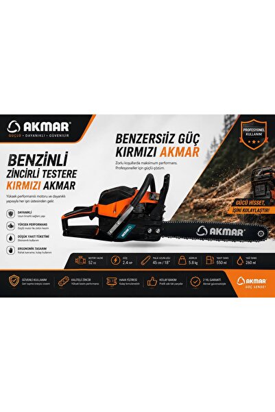 Prof. Benzinli Çift Egzozlu 52 Cc Ağaç Dal Kesim Benzinli Hızar Ağaç Kesme Motoru Makinesi
