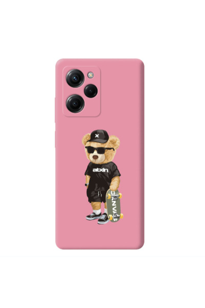 Other Xiaomi Poco X5 Pro Bear with glasses Pink Colored Silicone TPU Θήκη