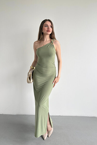 Nika Fashion Tek Omuz Aksesuarlı Elbise