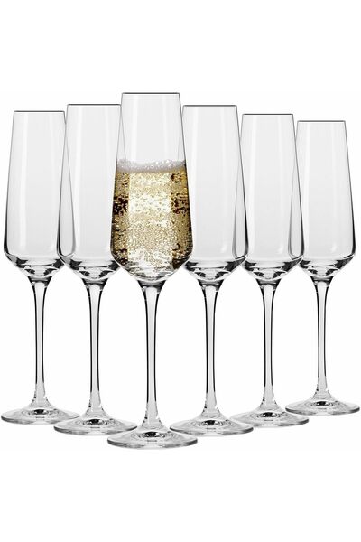 Krosno Champagne Flutes | Set of 6 | 180 ml | Avant-Garde Collection | Lead-F...