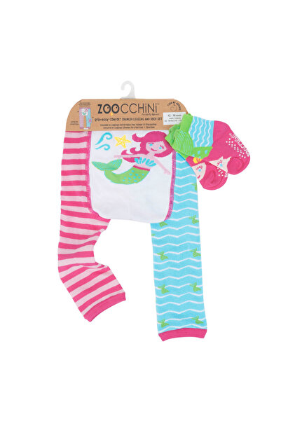 Zoocchini Σετ Παντελονιού και Καλτσών Grip Easy Crawler – Μαριέτα η Γοργόνα -...