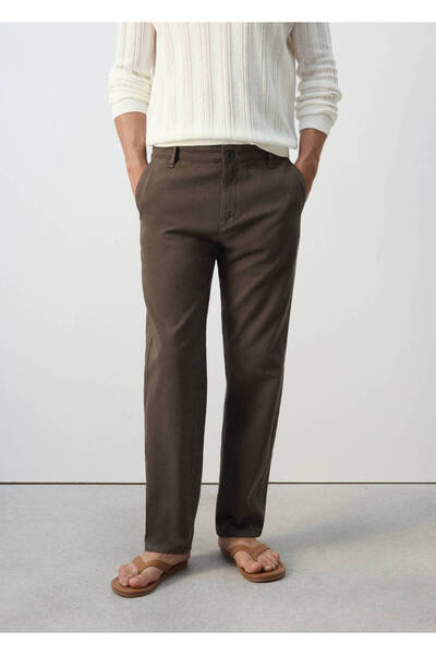 MANGO Man Pamuk keten karışımlı relaxed fit jean pantolon
