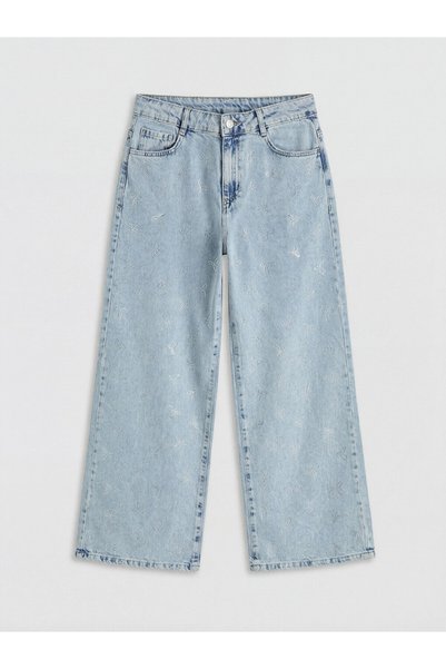 LC Waikiki Pantaloni de blugi pentru fete Blue Wideleg Stoned