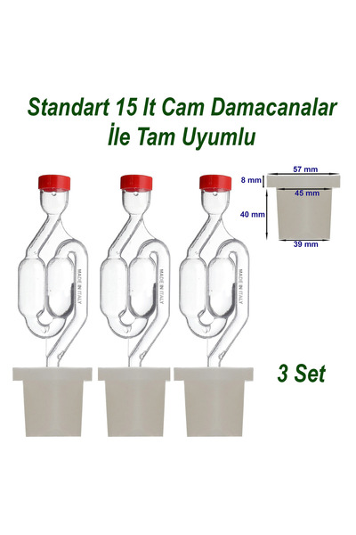 mvinyo Silikon Damacana Fermantasyon Tıpası, 15 Lt Cam Damacana Tam Uyumlu Ha...