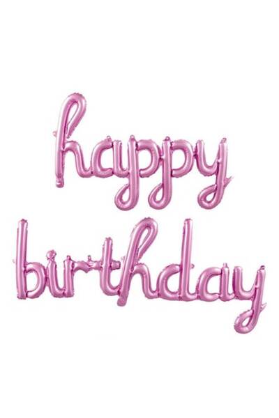 OEM Happy Birthday Phrase Foil Balloon Pink