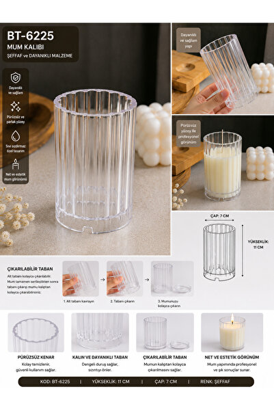 Adana Pasta Malzemeleri Bt-6225 Mum Mold 11 cm Height 7 cm Diameter