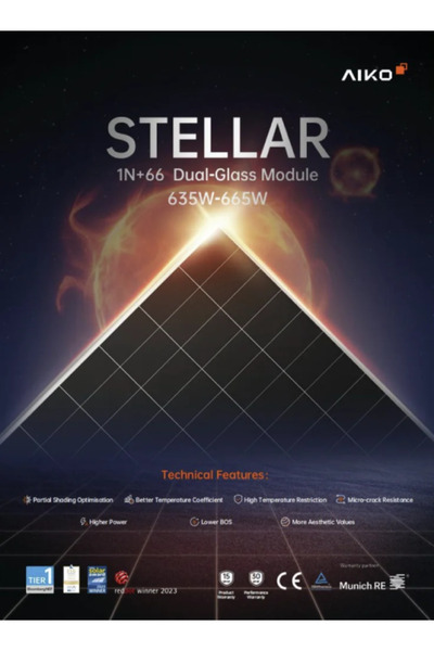 Aj Aiko Stellar 1N+ 650W Solar Panel – Ultra-Efficient