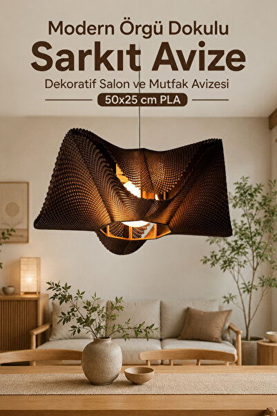 Ares Home Modern Örgü Dokulu Sarkıt Avize Dekoratif Salon ve Mutfak Avizesi (...
