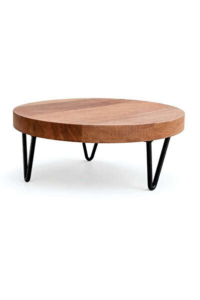 Generic Aanya Homecraft Premium Wood Cake Stand with Black Metal Base, 22.5cm...