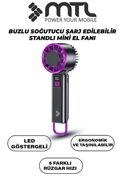 MTL Peltier Buz Soğutmalı El Vantilatörü | 5 Kademe, 3600mAh, 15000 RPM, USB-...