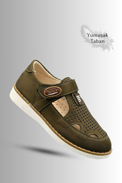 sermoda Children's Sandals - Velcro Suede Soft Sole Boys' Sandals Khaki
