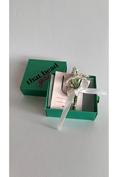 That Handmade Girl Beyaz Sakura Buket Anahtarlık Boncuk El Yapımı Çiçek Çanta...