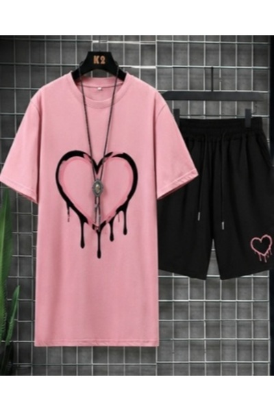 PENTHİLUS Unisex Oversize Shorts Set Short Sleeve T-Shirt Comfortable Fit Sum...