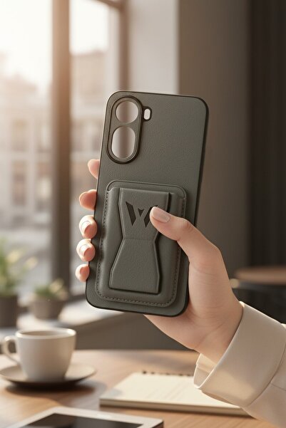 batuteknoloji Redmi A7 Pro 4G-5G Kartlıklı Standlı Suni Deri BTU Silikon Kapak