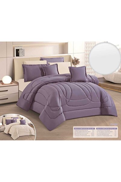 BIET ALMAFROSHAT 8-Piece Quilt Set, Microfiber Polyester, Plain, Double-Sided...