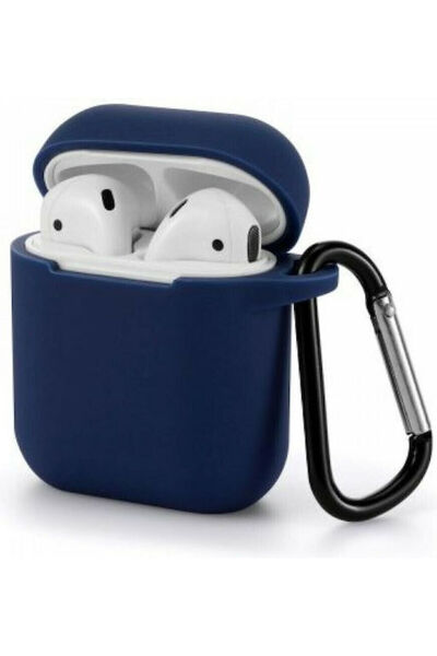 OEM Θήκη σιλικόνης με γάντζο σε μπλε χρώμα για Apple AirPods 1 / AirPods 2
