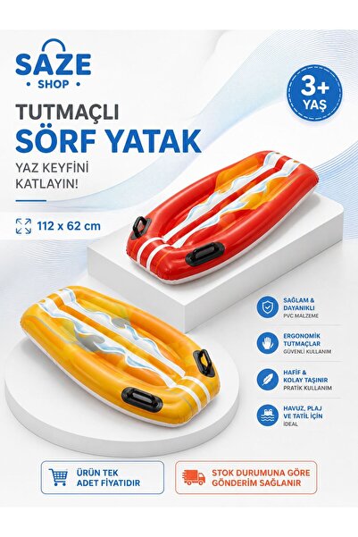 SAZE Inflatable Surf Bed with Handle 112X62 cm for 3+ Years Old Children Sea ...