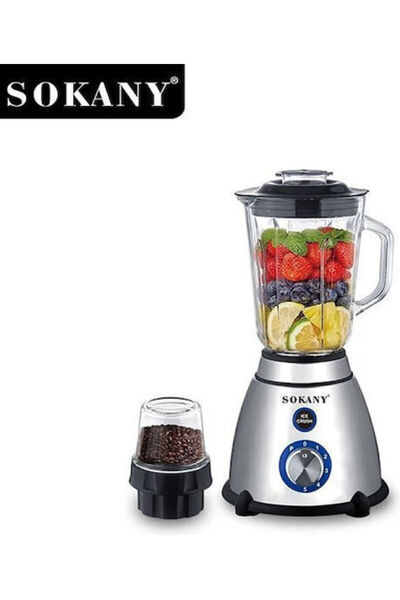 SOKANY Μπλέντερ με Γυάλινη Κανάτα 1,5 λίτρα 800W Inox SK-03031