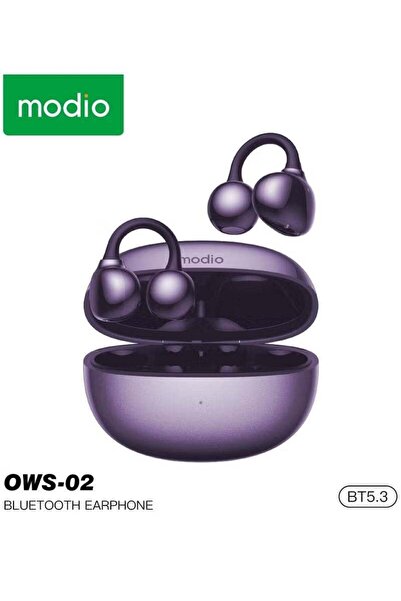 Modio OWS-02 Wireless Ear Clip Open-Ear Earbuds with Charging Case, Touch Con...