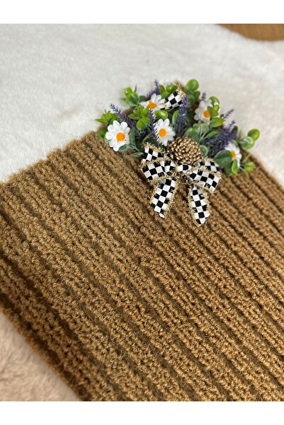 Marrone Checkered Glitter Ribbon Butterfly Mackenzie Model Door Front Ornament