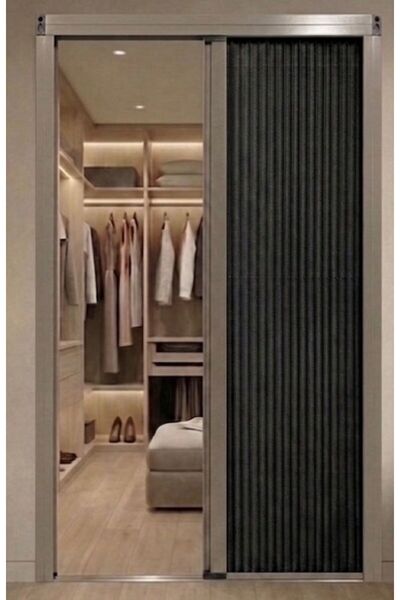 Nakkash EXCLUSIVE 140X200 VİZON SİYAH Akordiyon kapı