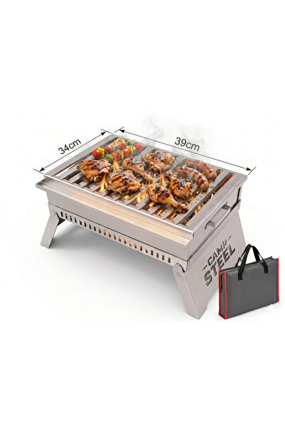 Store Campsteel Paslanmaz Çelik Profesyonel Kamp Mangalı (Çantalı) 34X39