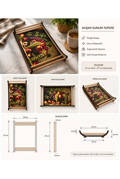 FTRMALZEMECİM Wooden Japanese Presentation Tray Set of Three
