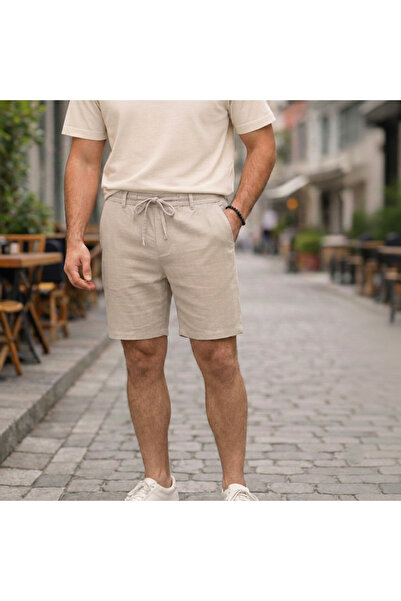 TheSeason Beige Relaxed Fit Linen Chino Men's Bermuda Shorts