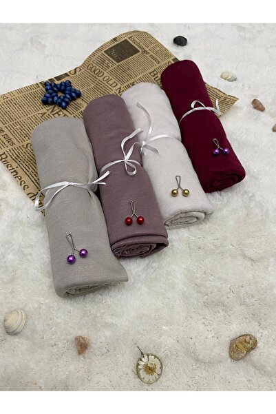 ALTIN DİKİŞ Combed Cotton Shawl Set of 4 Soft Textured Jersey Combed Cotton S...