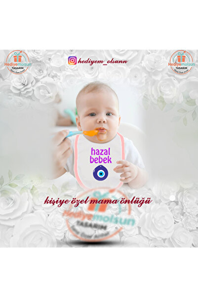 İsim Yazılı Kişiye Özel Bebek Mama Önlüğü - Yenidoğan & Bebek Hediyesi Tasarımlı Önlük