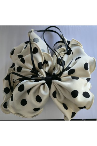 ALYAAKSEAUR Polka Dot Large Bow Hair Clip – Black and White Oversized Ribbon Clip Hairpin
