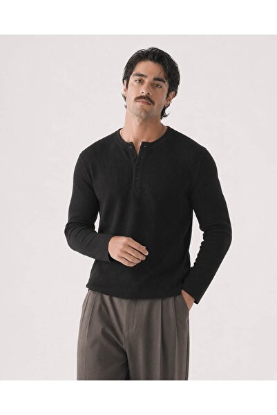 Loftpace Uzun kollu henley slim fit tişört