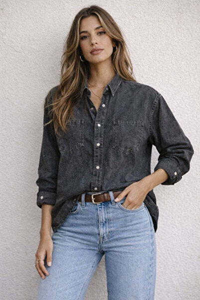 MODEN Modern Essential Washed Grey Denim Shirt