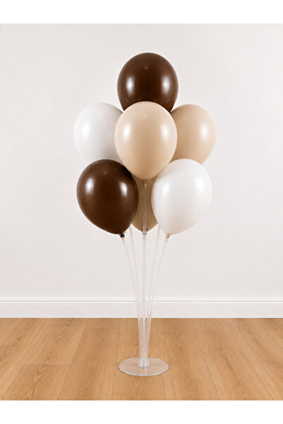 Balonsan White Chocolate Sea Sand 7 Balloons 7-Piece Balloon Stand