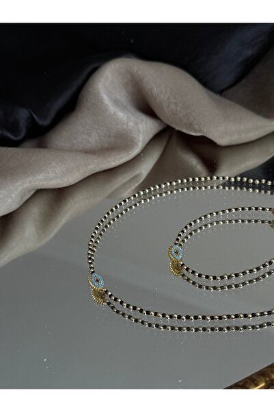 Burçin Örbük Accessory Miyuki Boncuklu Nazar Kolye ve Bileklik Takımı