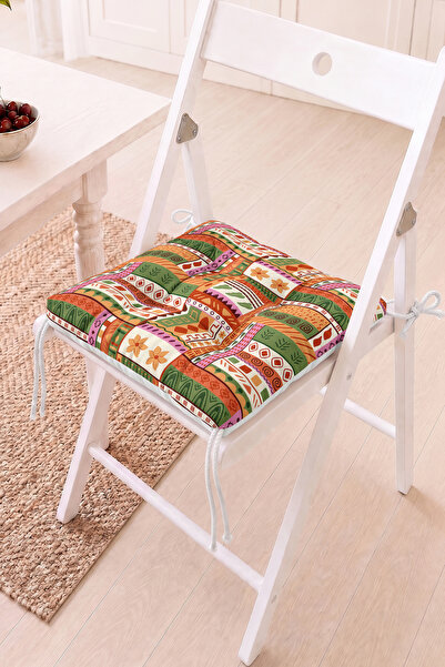 Home Renkli Geometrik Patchwork Desenli Pofidik Sandalye Minderi - Bohem Retr...