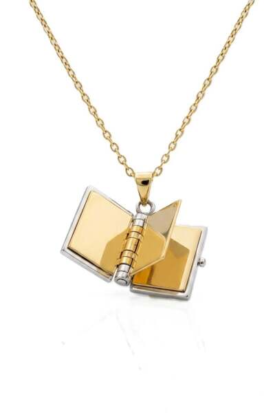 Lorivelle Premium Openable 3-Leaf Book Locket Women's Necklace - Meaningful a...