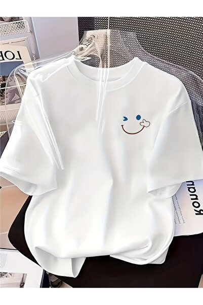 1001 Line Women's & Unisex Soft Breathable Short Sleeve T-Shirt Smiling Print...