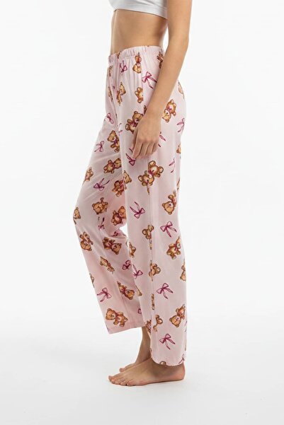 girlstop Kadın Pamuk Fiyonk Desenli Uzun Pijama Altı